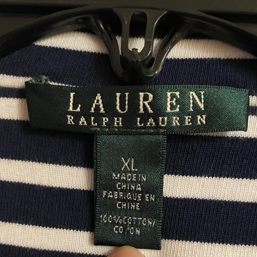 Ralph Lauren Classic Stripe Jacket Blazer Women's Pockets 100% Cotton Sz XL